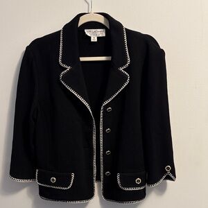 St. John Elegant Black Blazer with White Trim